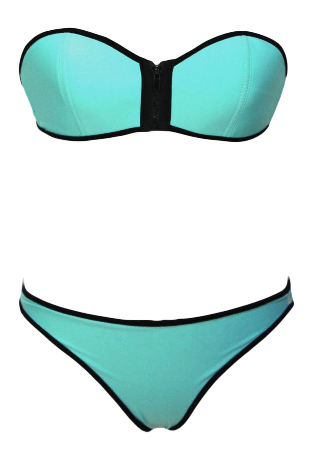 Green Strapless Low Rise Bikini