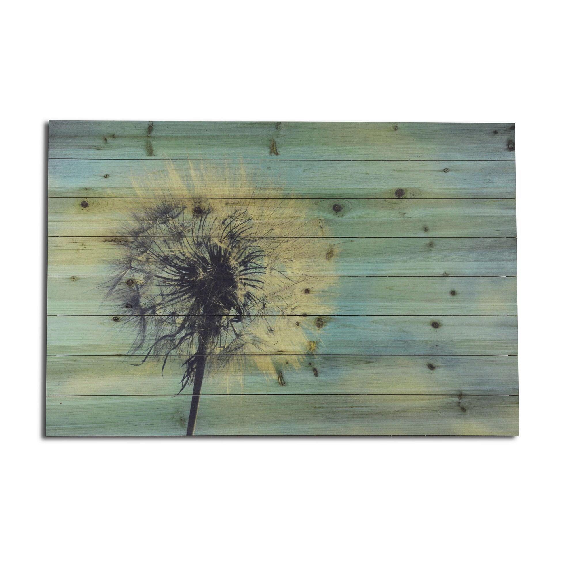 Long Soft Dandelion Wishes Wood Plank Wall Art