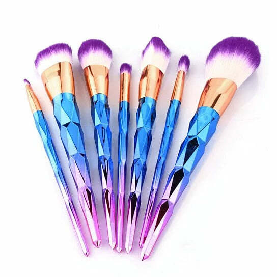 Color: Multicolor - Unicorn Exotic Beauty Enhancer Cosmetic Brush Set Of 7