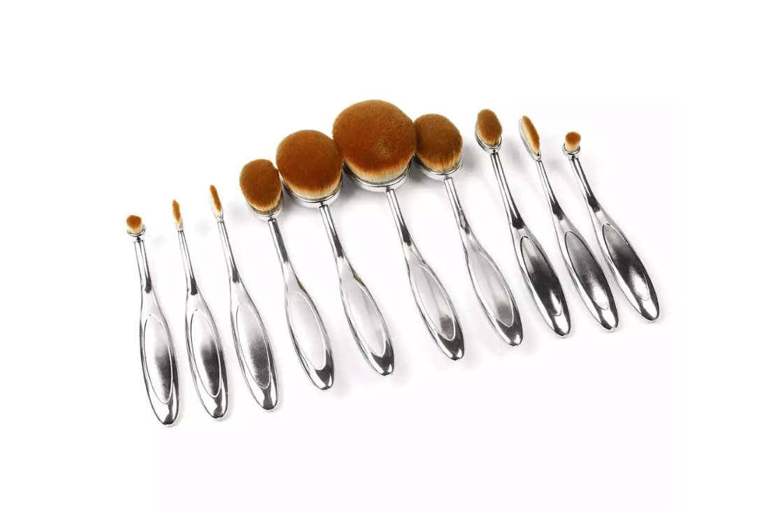 Colors: SILVER - Beauty Experts Set of 10 Oval Beauty Brushes