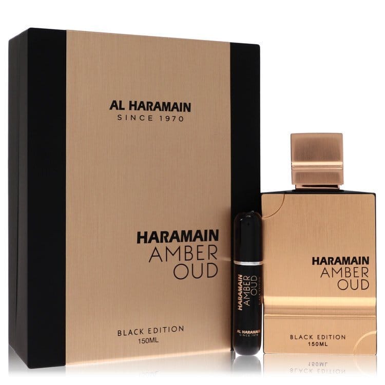 Al Haramain Amber Oud Black by Al Haramain Gift Set 5 oz 5 oz Eau De Parfum Spray + 0.34 oz Refillable Spray (Men)