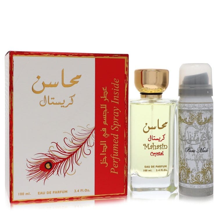 Lattafa Mahasin Crystal by Lattafa Eau De Parfum Spray with 1.7 oz Deodorant Spray 3.4 oz (Women)