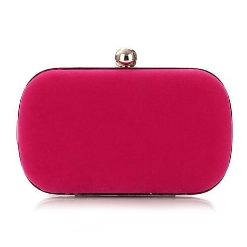 Silver Ball Decoration Design Flannelette Evening Handbag - Rose