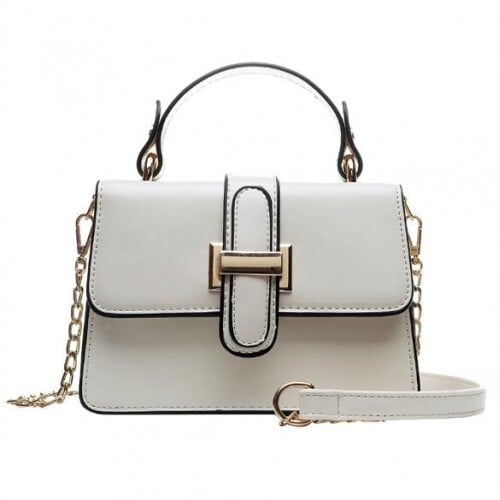 (4 Colors Available) Solid Color Classic Buckle Design High Fashion Lady Handbag/ Shoulder Bag