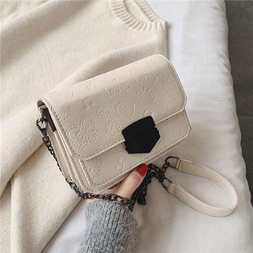 (4 Colors Available) Assorted Cute Elements Embossed with Black Buckle Korean Fashion Women Shoulder Bag