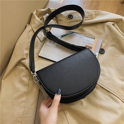 Fashion Semicircular Design One Shoulder Crossbody Wholesale Women Bag - Black