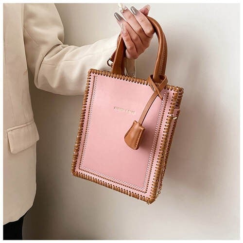 American Popular Stitching Square Design Women Wholesale Handbag - Pink