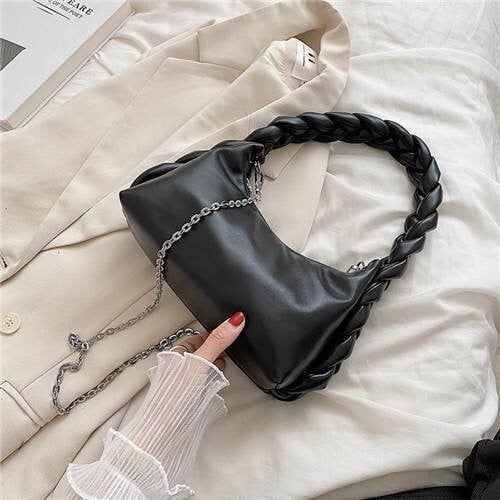 Chain Woven Design Fashion Women Wholesale Shoulder Bag - Black