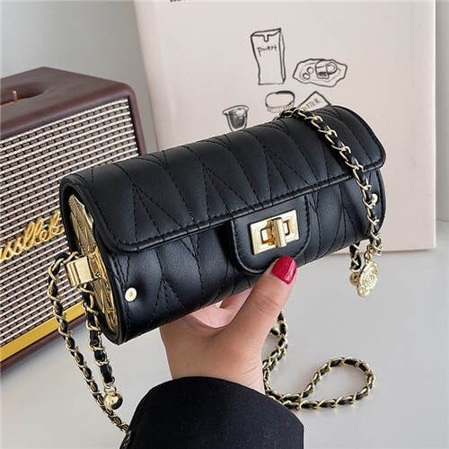 Unique Cylinder Design Fashion Wholesale Women Handbag - Black