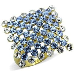 Women's Ring, Blue Top Grade Crystal, 14K Gold Plated, Stainless Steel