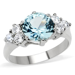 Women's Ring, Blue CZ, Stainless Steel, Cluster, Sparkling Stones