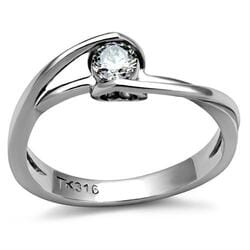 Women's Heart Midi Promise Ring, Clear CZ, Stainless Steel, Sparkling, Elegant