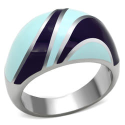 Women's Ring, Stainless Steel, Statement, Wide Band, Enamel Inlay, Color Block