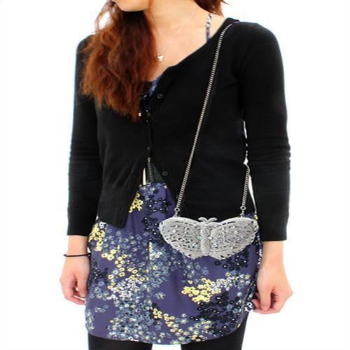 LO2366 - Imitation Rhodium White Metal Clutch with Top Grade Crystal in White - Image 6