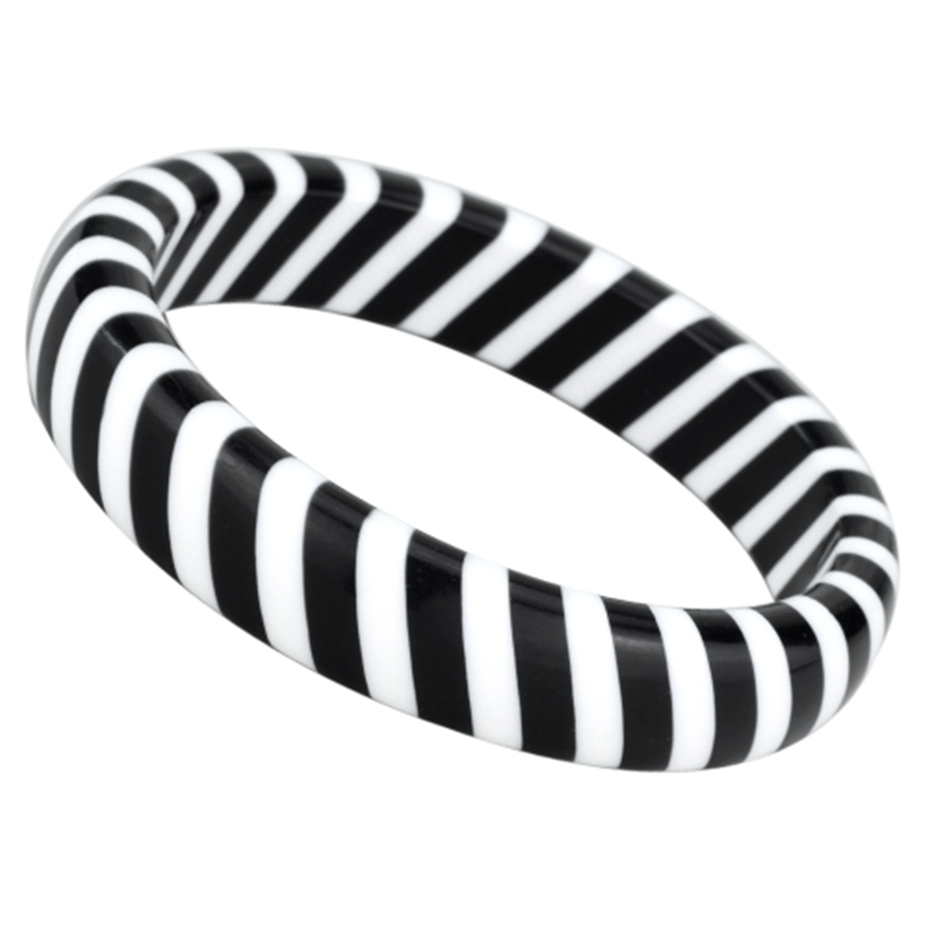 Women's Zebra Stripe Bracelet, Statement, Black White, Striped, Bangle