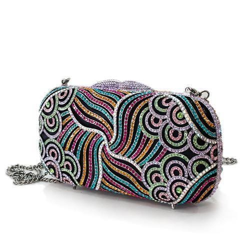 LO2365 - Imitation Rhodium White Metal Clutch with Top Grade Crystal in Multi Color - Image 2