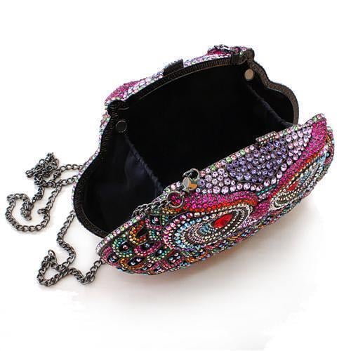 LO2368 - Ruthenium White Metal Clutch with Top Grade Crystal in Multi Color - Image 3