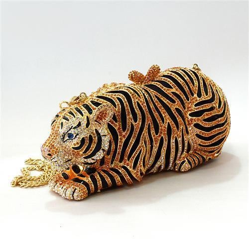 LO2371 - Gold White Metal Clutch with Top Grade Crystal in Multi Color - Image 2