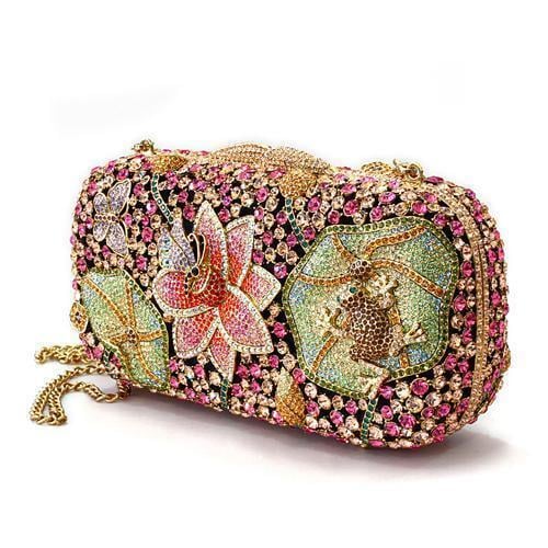 LO2375 - Ancientry Gold White Metal Clutch with Top Grade Crystal in Multi Color - Image 7