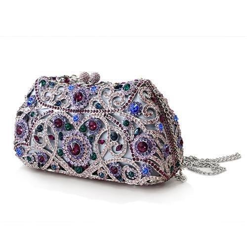 LO2379 - Imitation Rhodium White Metal Clutch with Top Grade Crystal in Multi Color - Image 7