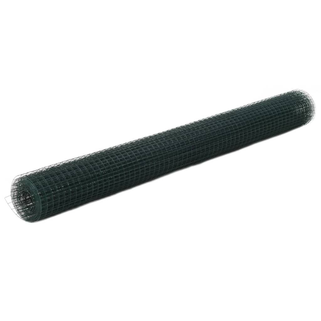 Chicken Wire Fence Steel with PVC Coating 82'x4.9'Green