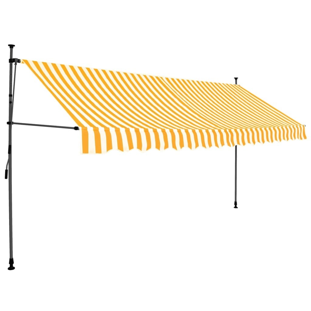Manual Retractable Awning with LED 157.5" White and Orange - Image 2