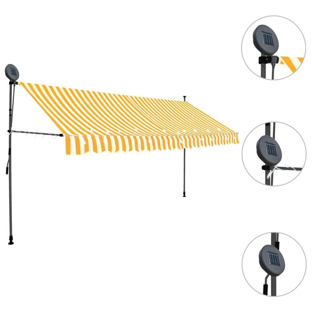 Manual Retractable Awning with LED 157.5" White and Orange - Image 3