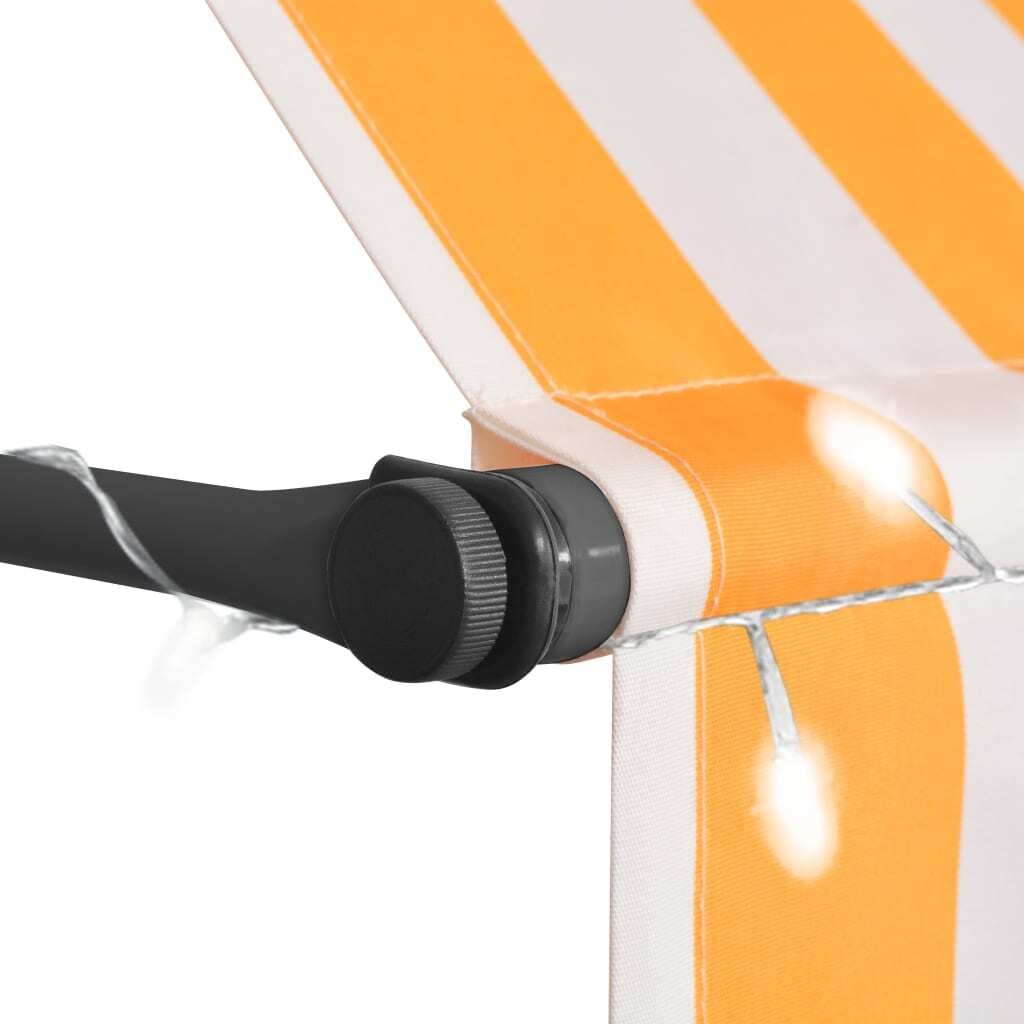 Manual Retractable Awning with LED 157.5" White and Orange - Image 4