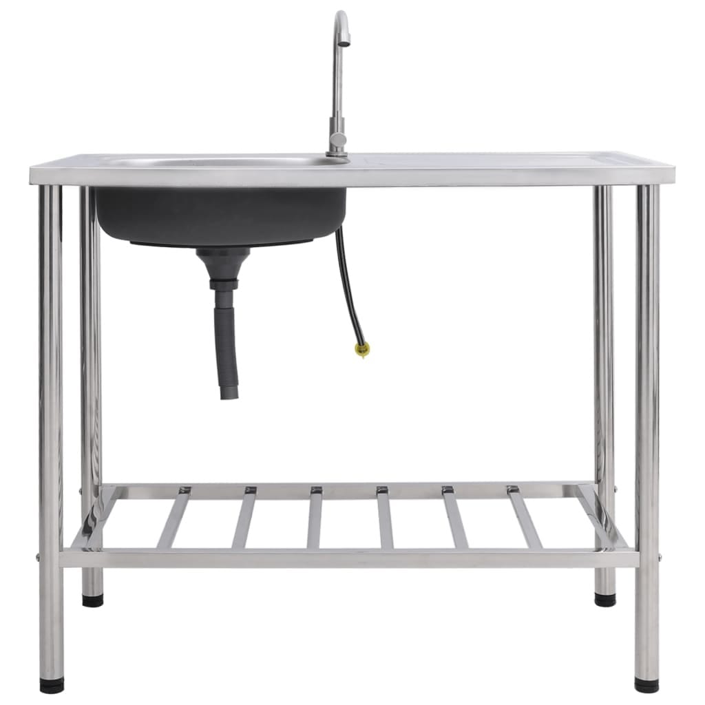 Camping Sink Single Basin with Tap Stainless Steel - Image 2