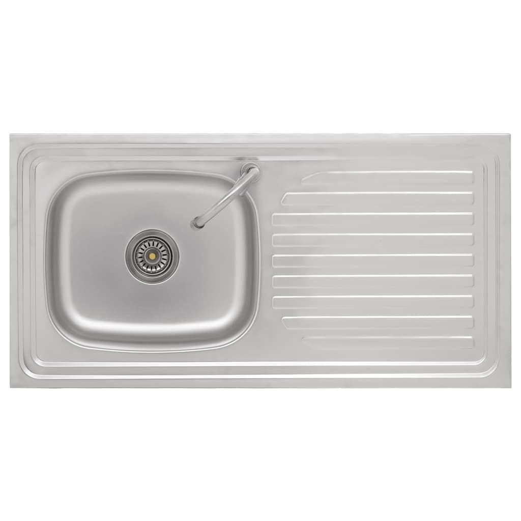 Camping Sink Single Basin with Tap Stainless Steel - Image 5