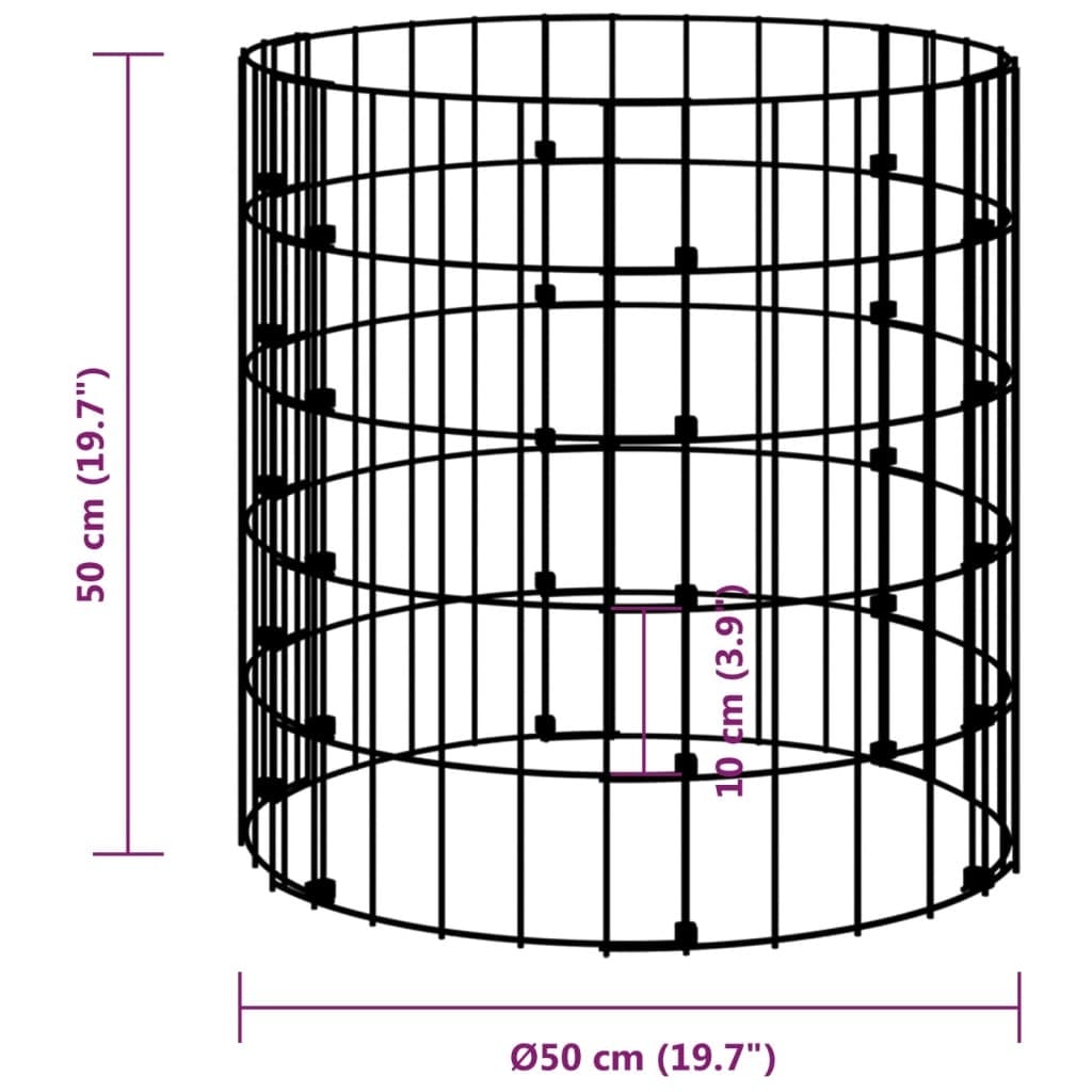 Circular Gabion Pole Galvanized Steel 19.7"x19.7 - Image 7