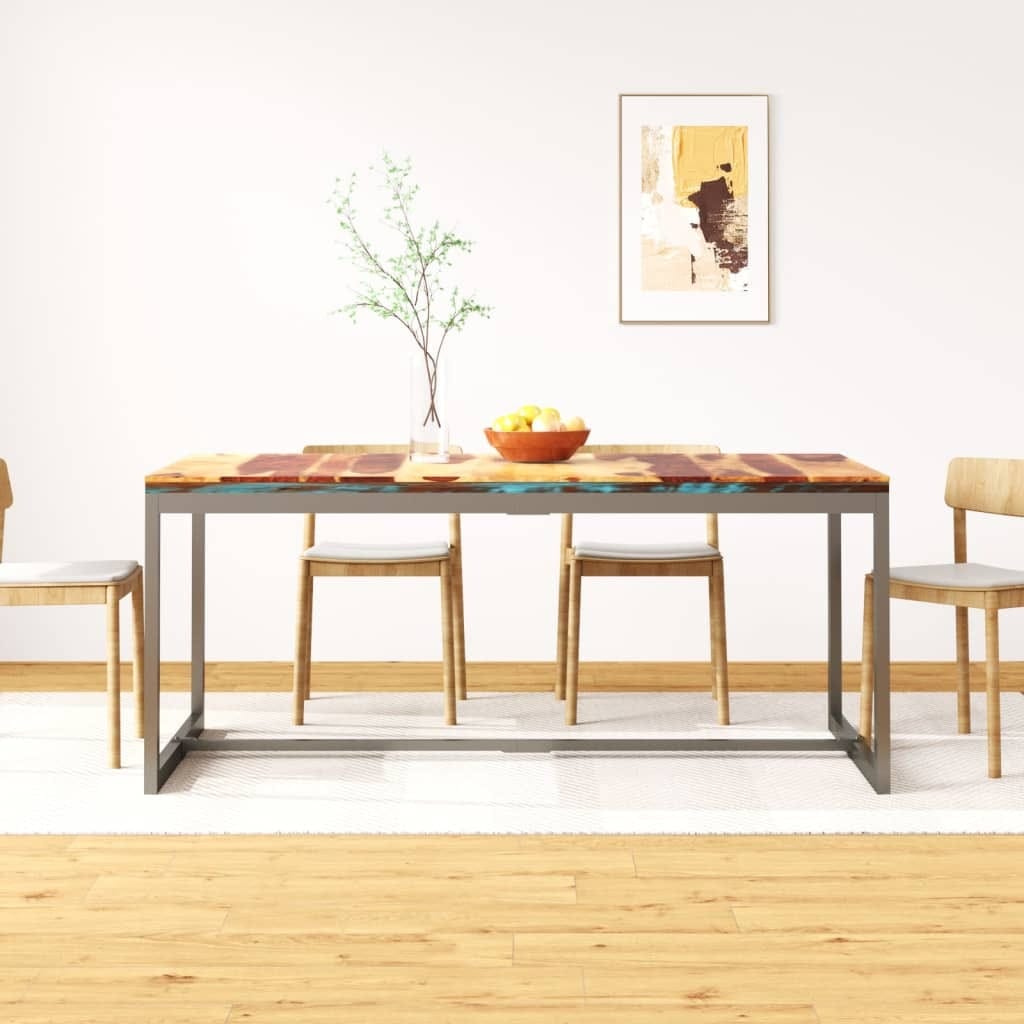 Dining Table Solid Acacia Wood and Steel 70.9