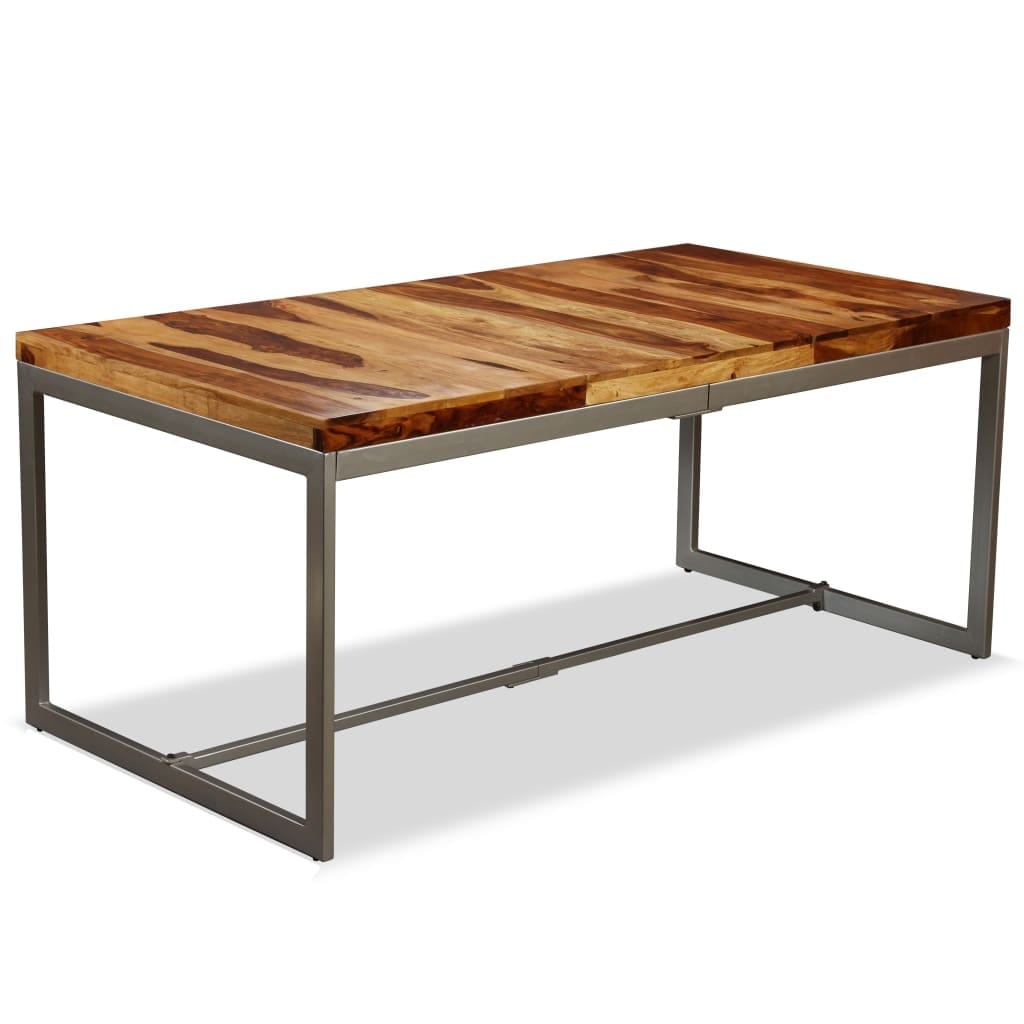 Dining Table Solid Acacia Wood and Steel 70.9 - Image 2