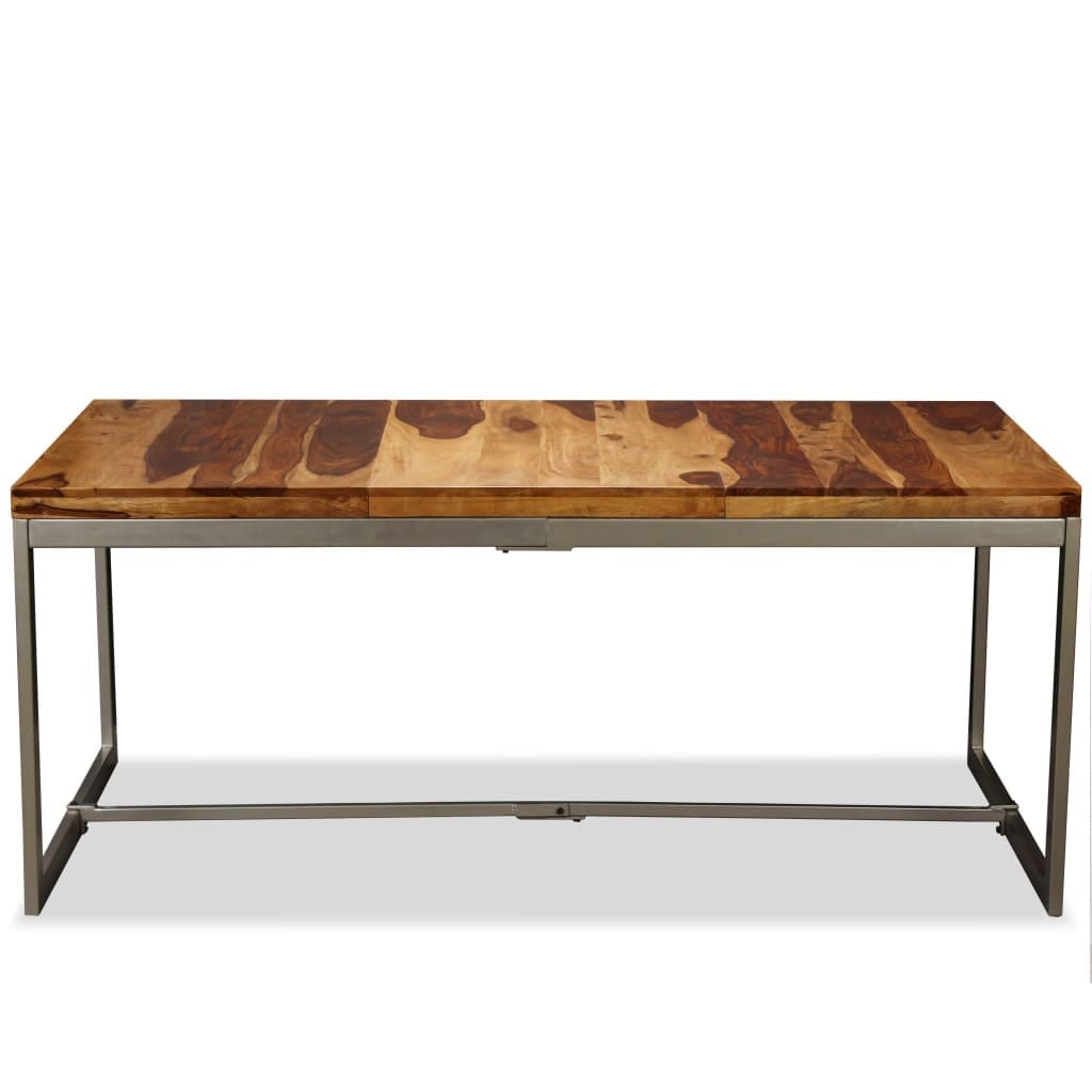 Dining Table Solid Acacia Wood and Steel 70.9 - Image 3