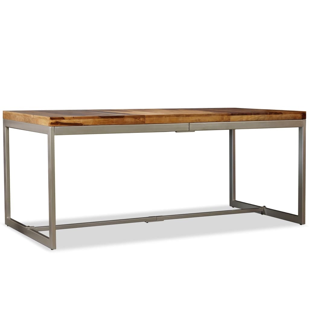 Dining Table Solid Acacia Wood and Steel 70.9 - Image 4