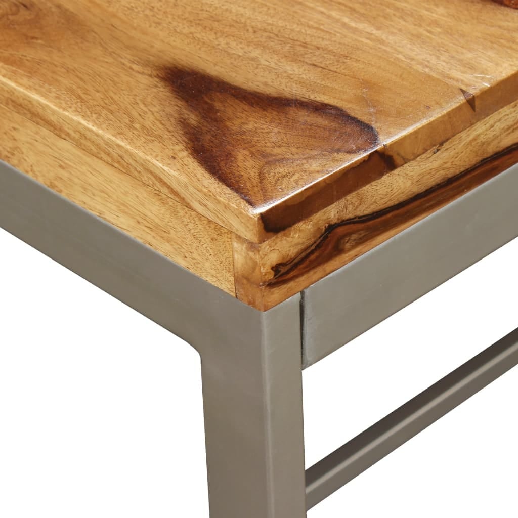 Dining Table Solid Acacia Wood and Steel 70.9 - Image 5