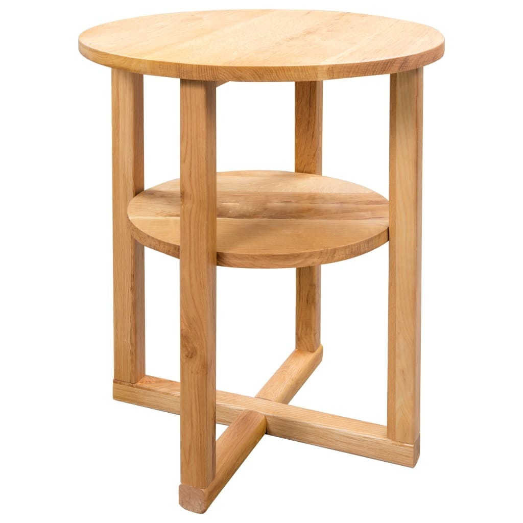 Side Table Brown Solid Oak Compact Side Table Round Rustic