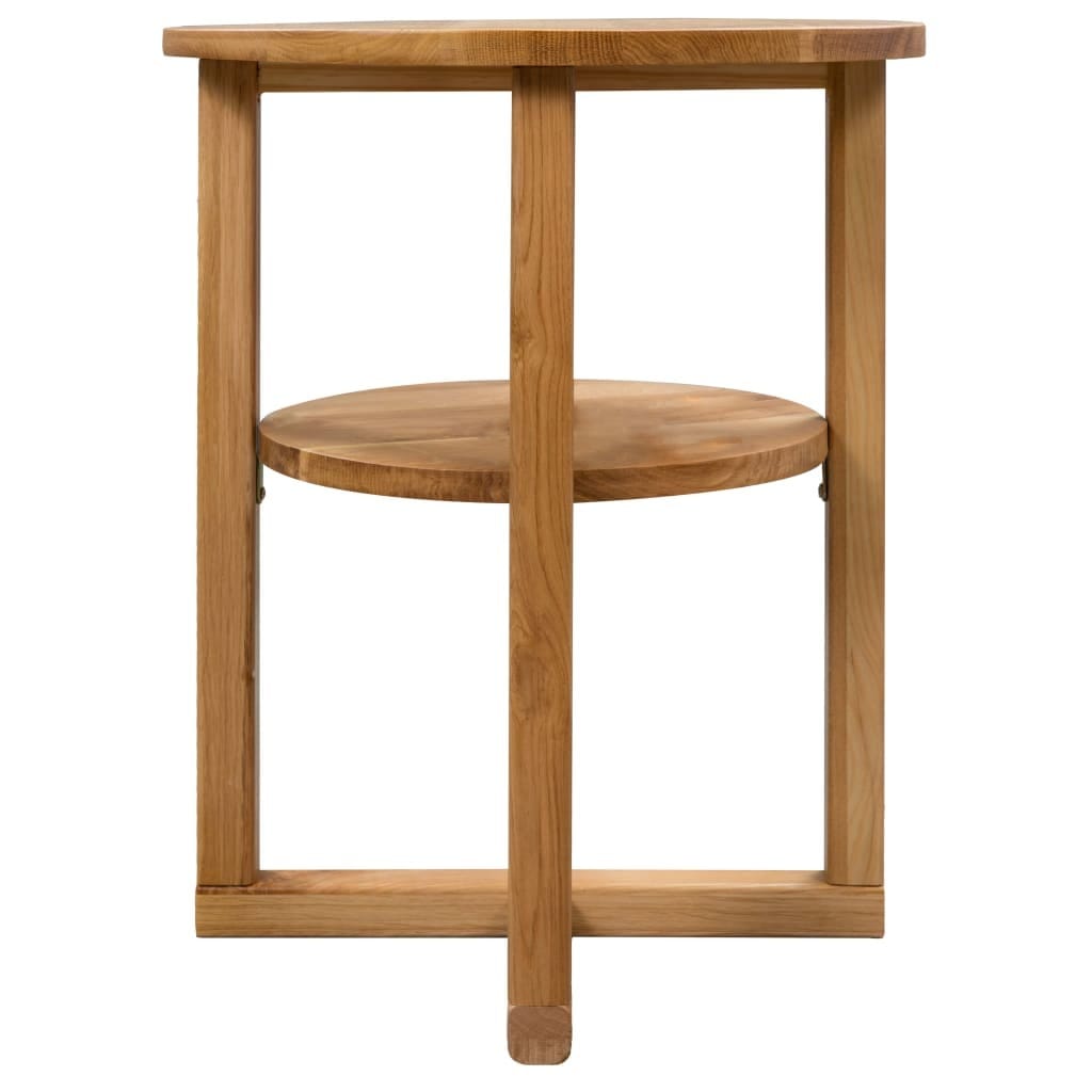 Side Table Brown Solid Oak Compact Side Table Round Rustic