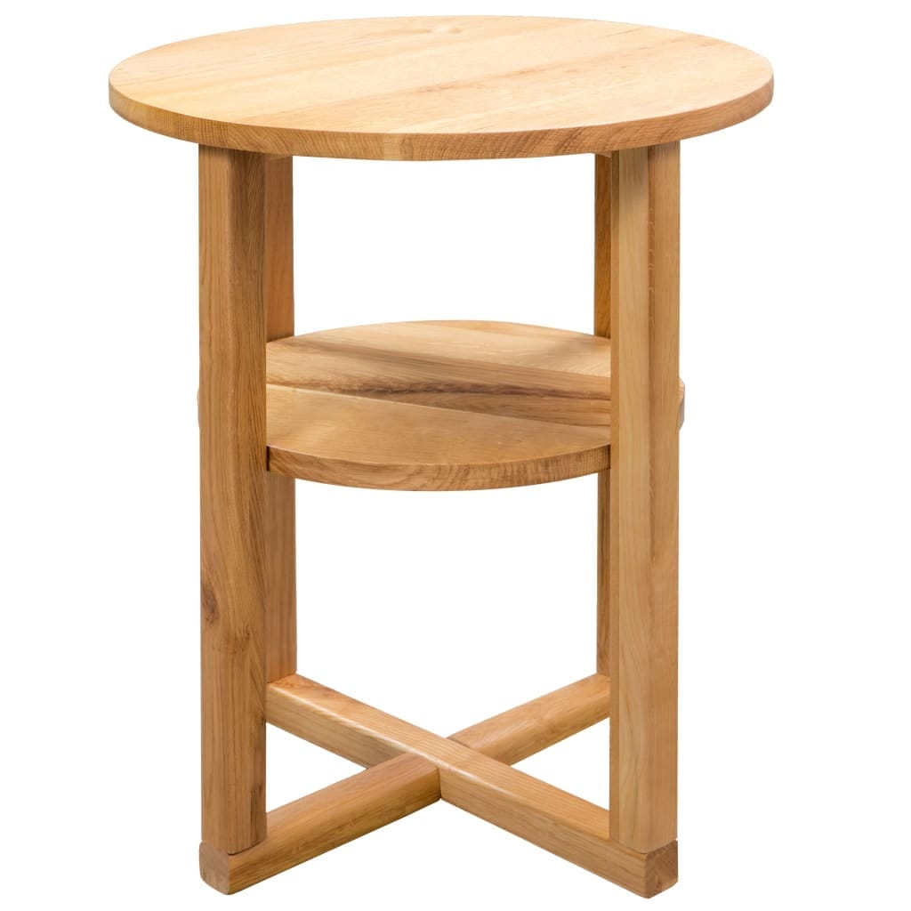 Side Table Brown Solid Oak Compact Side Table Round Rustic