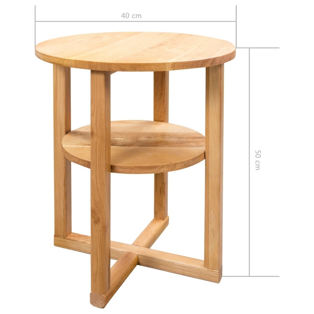 Side Table Brown Solid Oak Compact Side Table Round Rustic