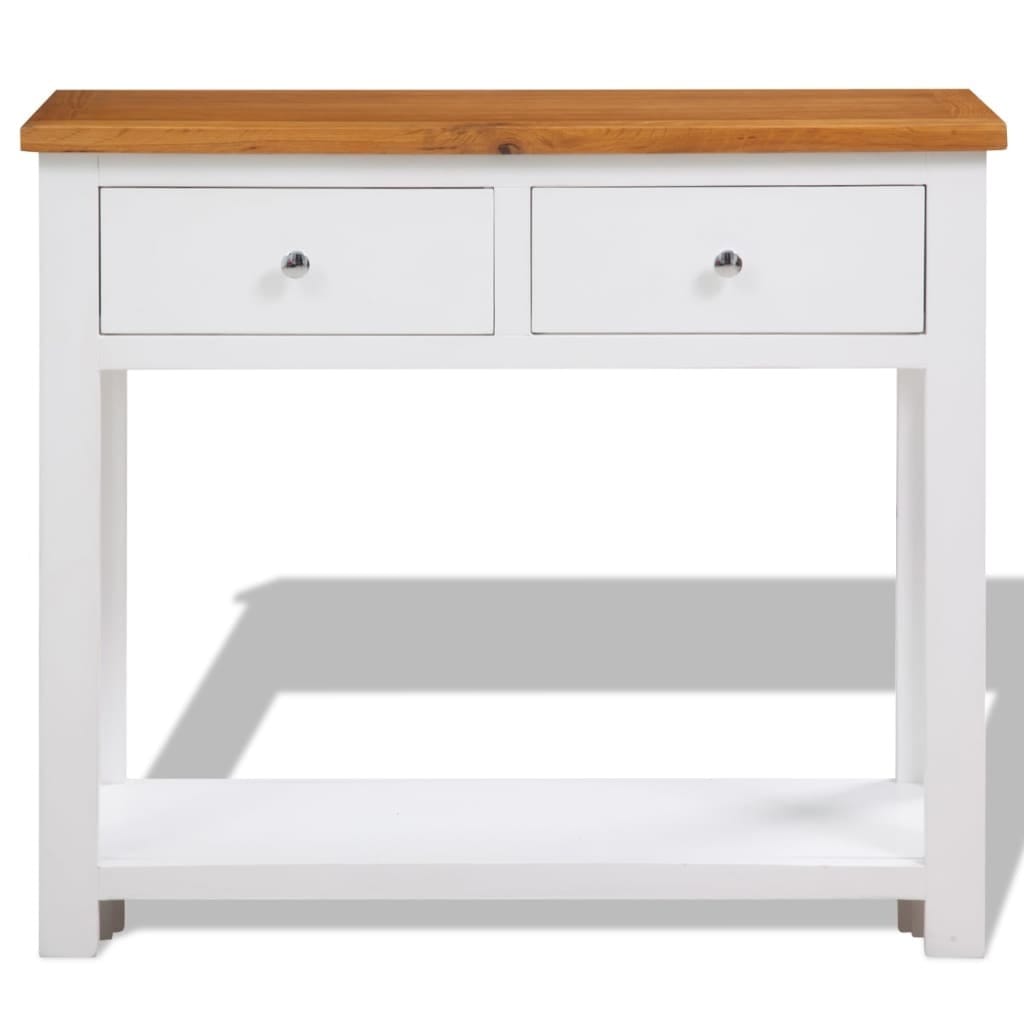 Console Table 32.7"x11.8"x28.7"Solid Oak Wood - Image 2