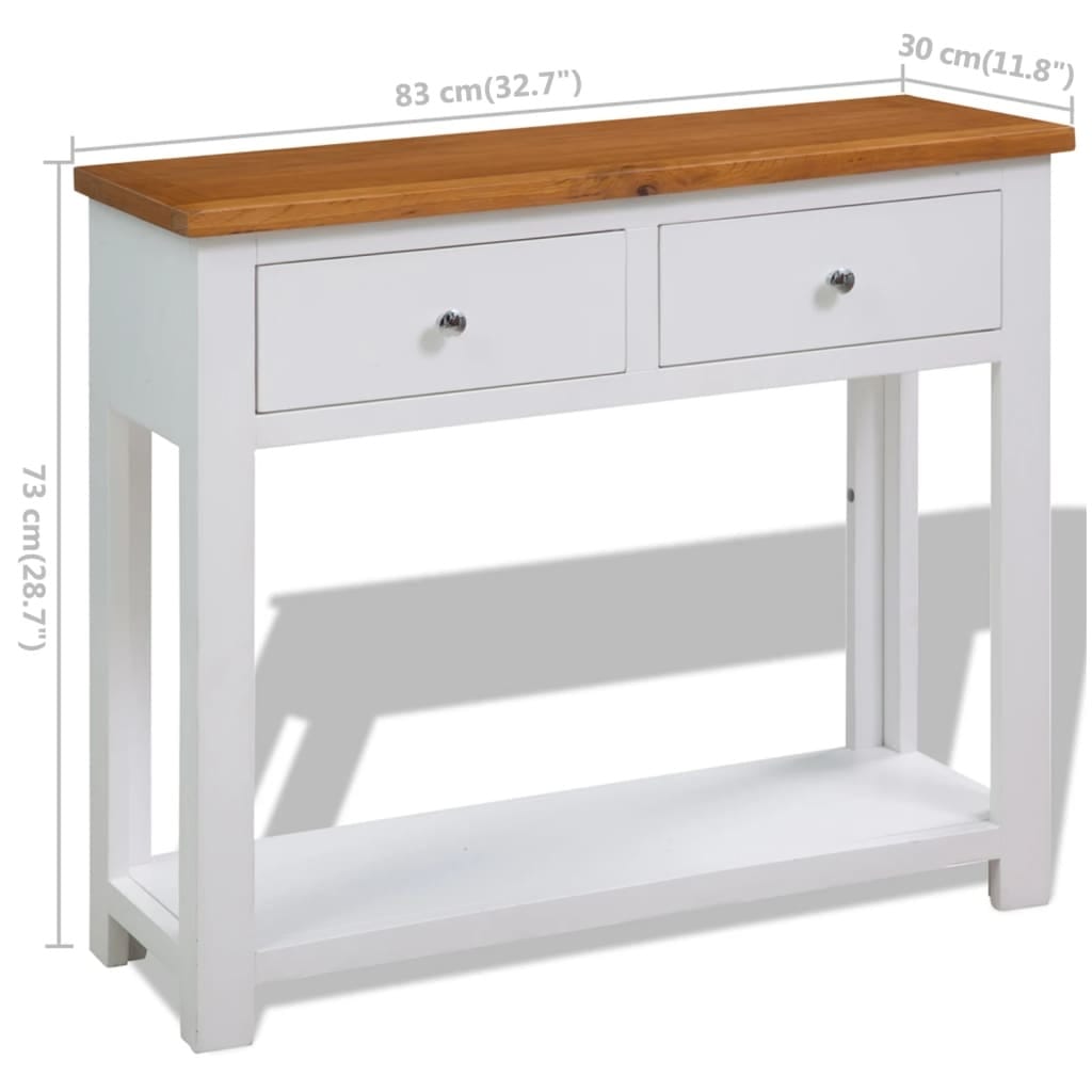 Console Table 32.7"x11.8"x28.7"Solid Oak Wood - Image 6