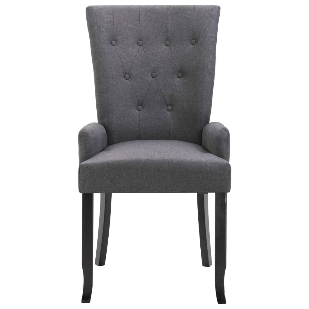 Dining Chairs with Armrests 2 pcs Dark Gray Fabric - Image 3