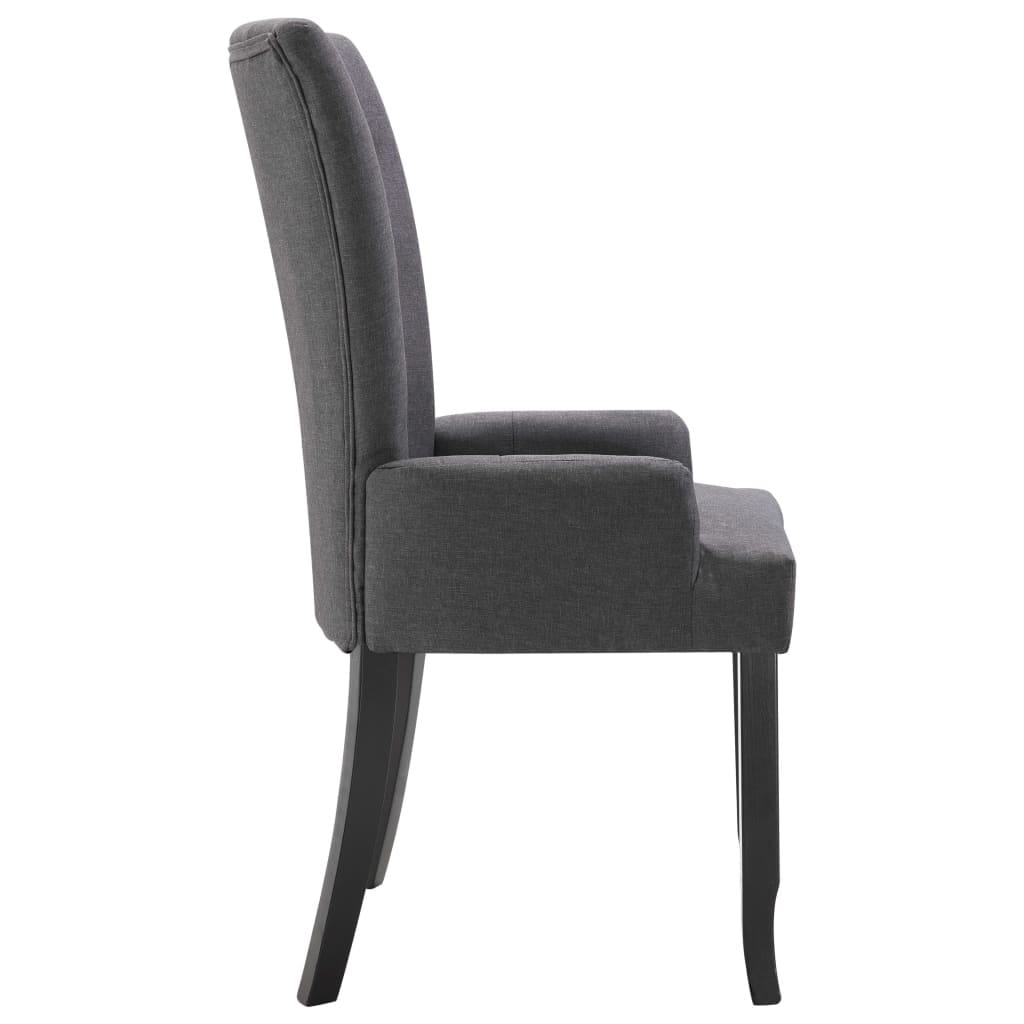 Dining Chairs with Armrests 2 pcs Dark Gray Fabric - Image 4
