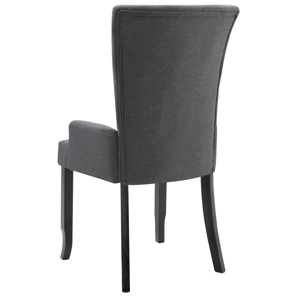 Dining Chairs with Armrests 2 pcs Dark Gray Fabric - Image 5