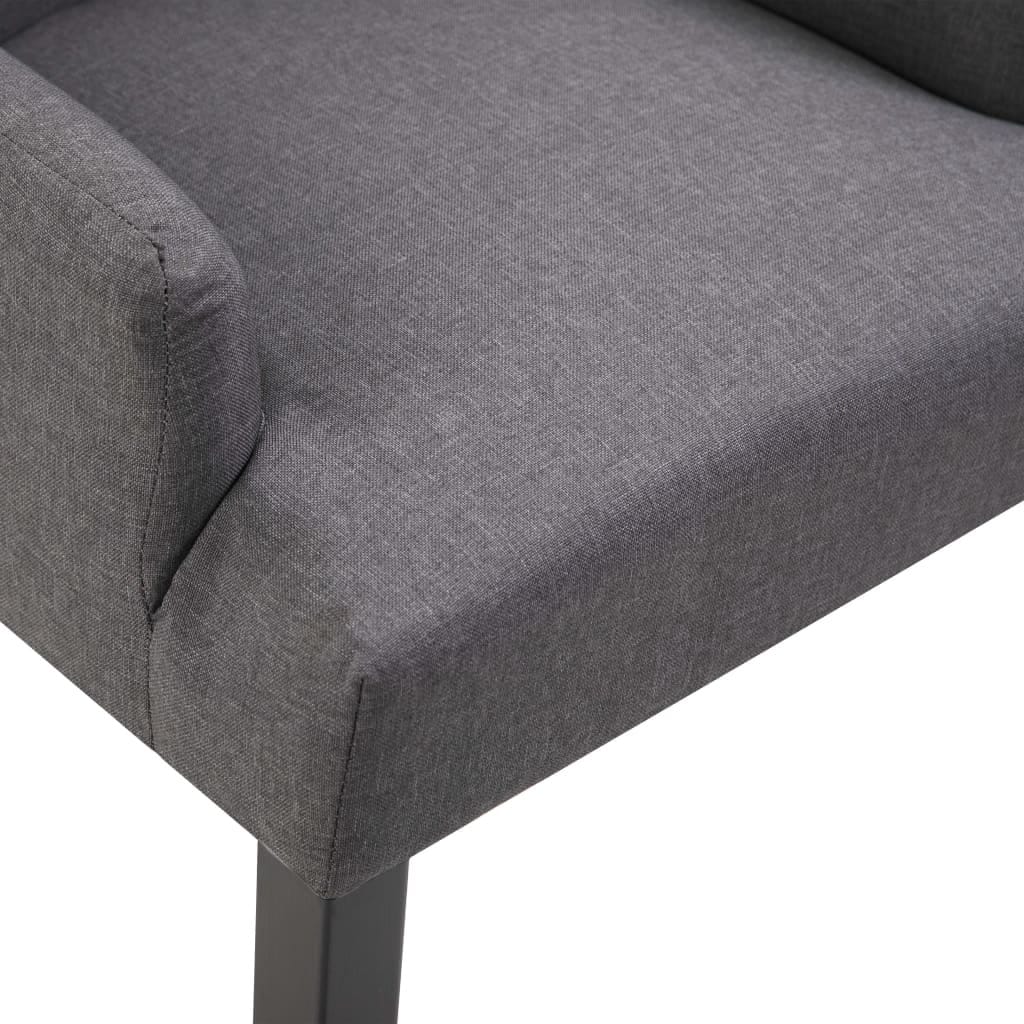 Dining Chairs with Armrests 2 pcs Dark Gray Fabric - Image 6
