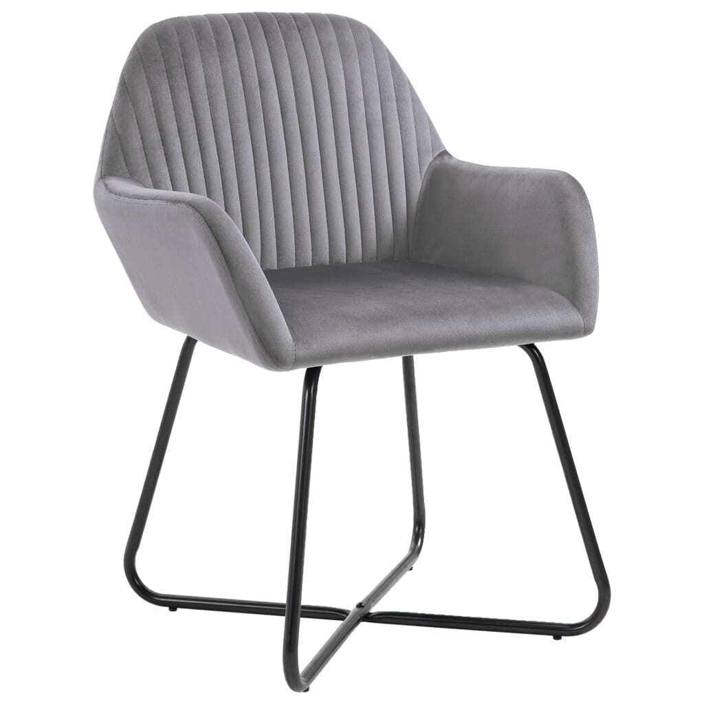 Dining Chairs 6 pcs Gray Velvet - Image 2