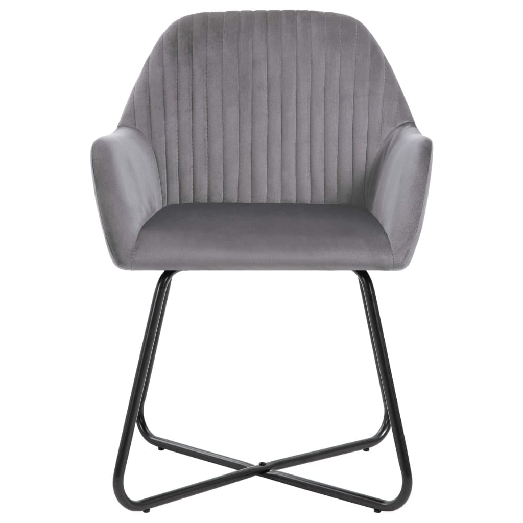 Dining Chairs 6 pcs Gray Velvet - Image 3