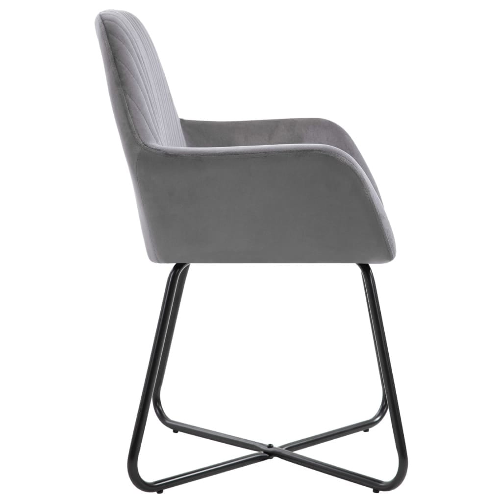 Dining Chairs 6 pcs Gray Velvet - Image 4
