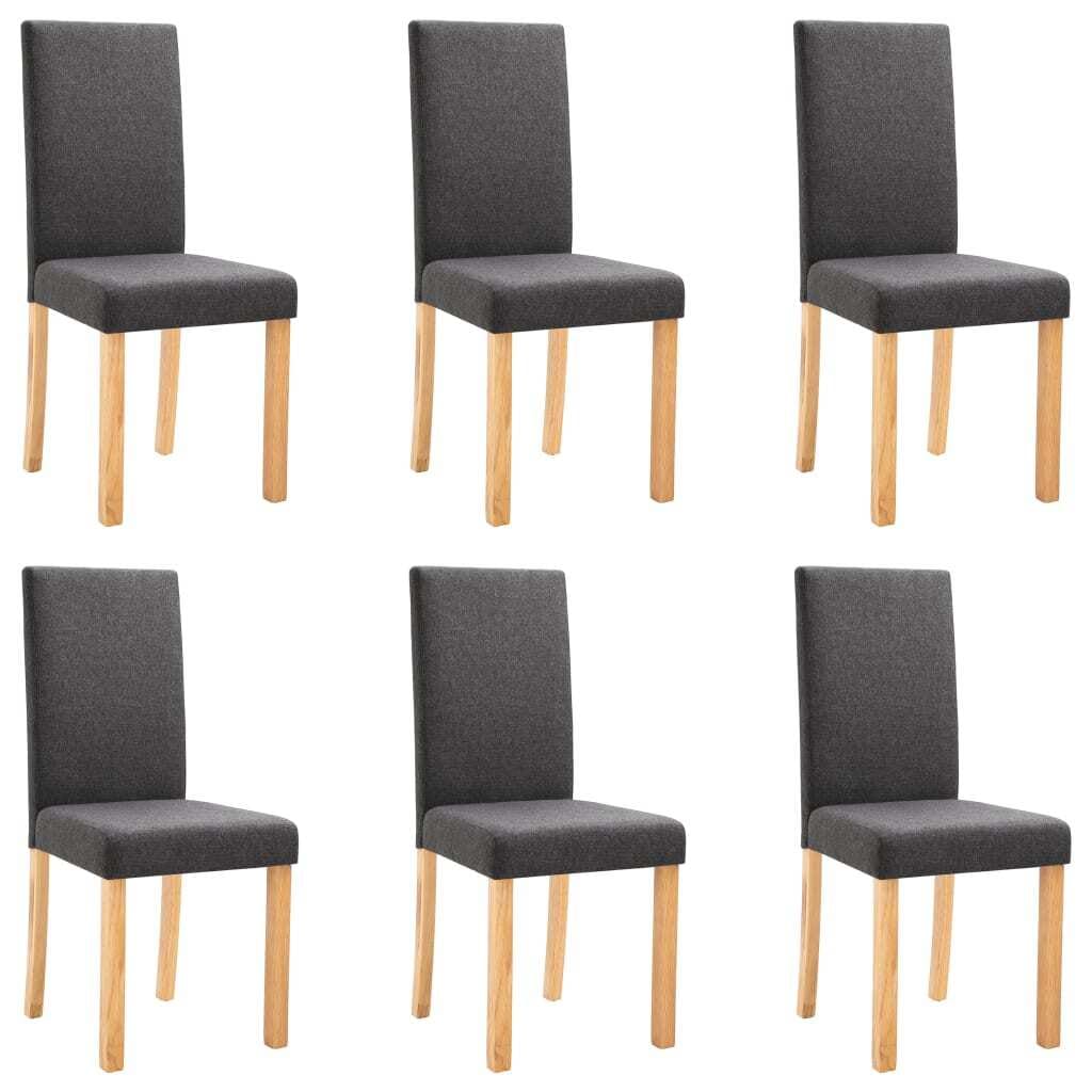 Dining Chairs 6 pcs Dark Gray Fabric - Image 2